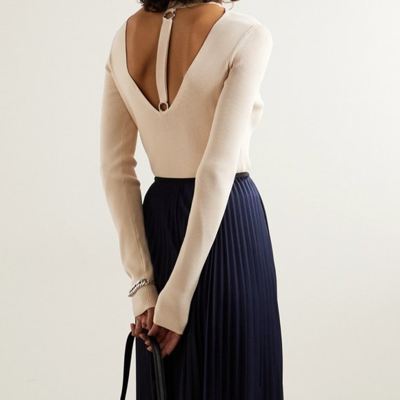 HELMUT LANG Cutout ribbed-knit top